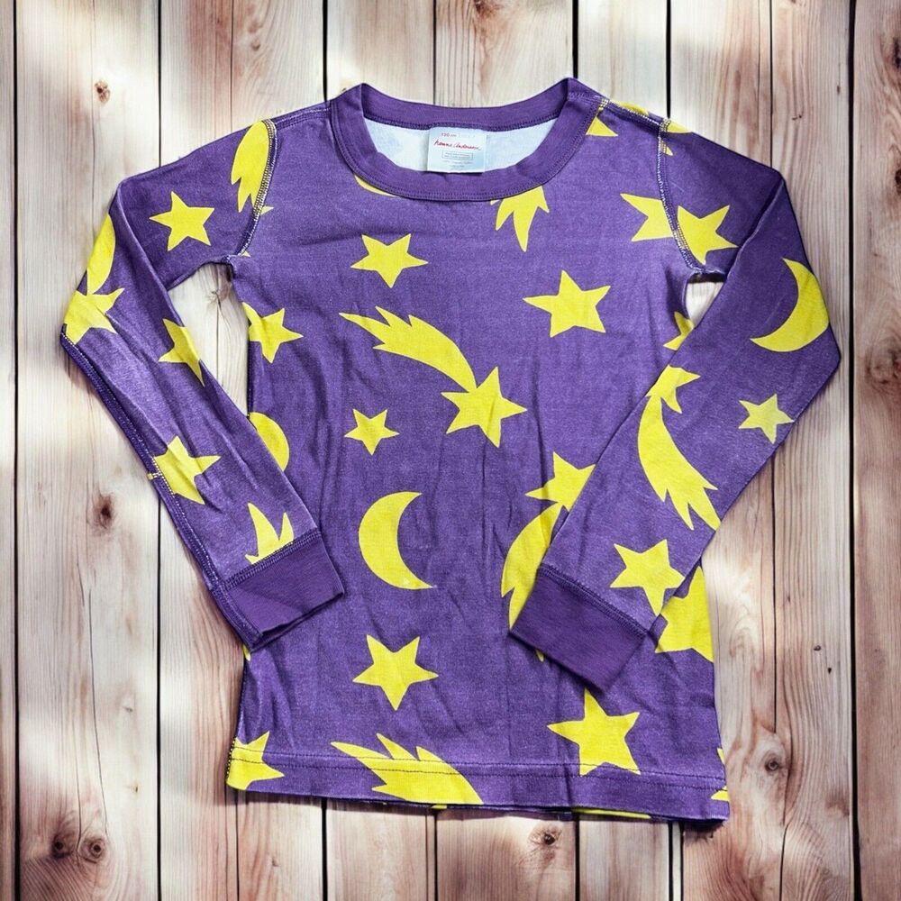 Hanna Andersson Purple Pajama Top Sz 120 US 6-7 Stars Organic Cotton Sleepwear